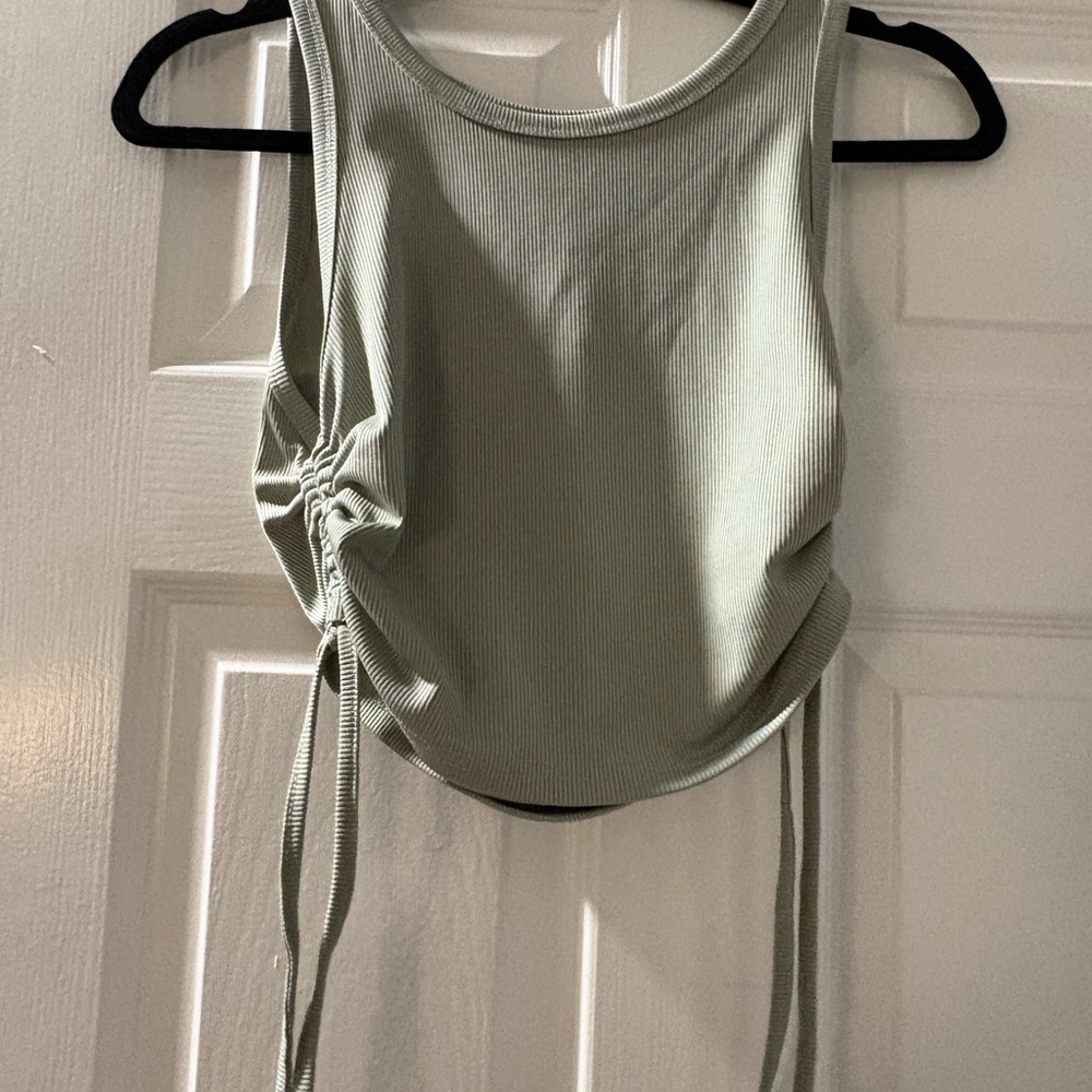 Sage Green Sleeveless Ruched Top